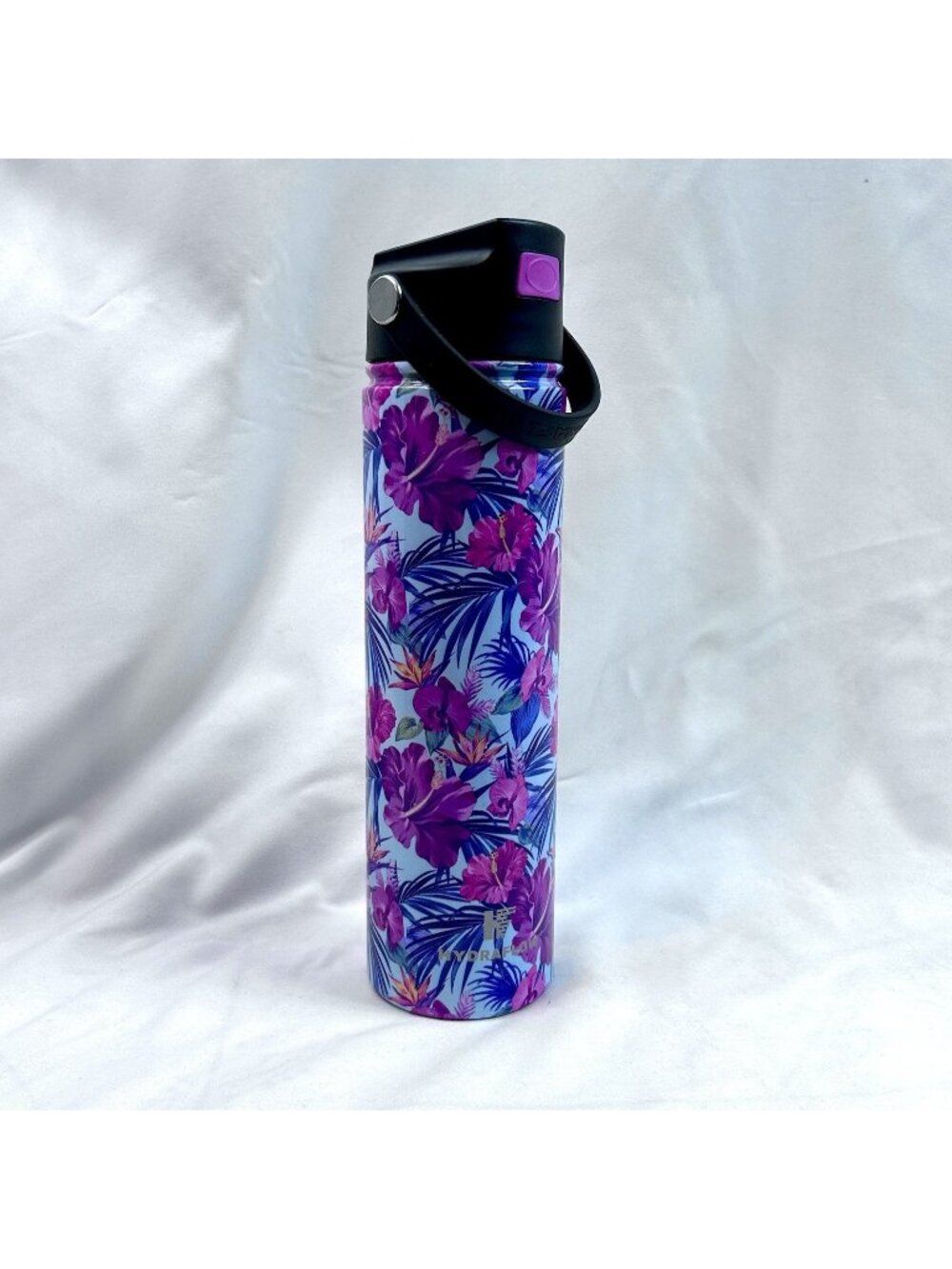 HydraFlow Stainless Steel Water Bottle Tropical Flowers Blue, Pink & Purple
